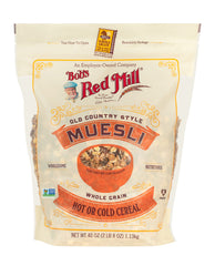 Bob's Red Mill Old Country Style Muesli soaked overnight with yogurt and grated apple