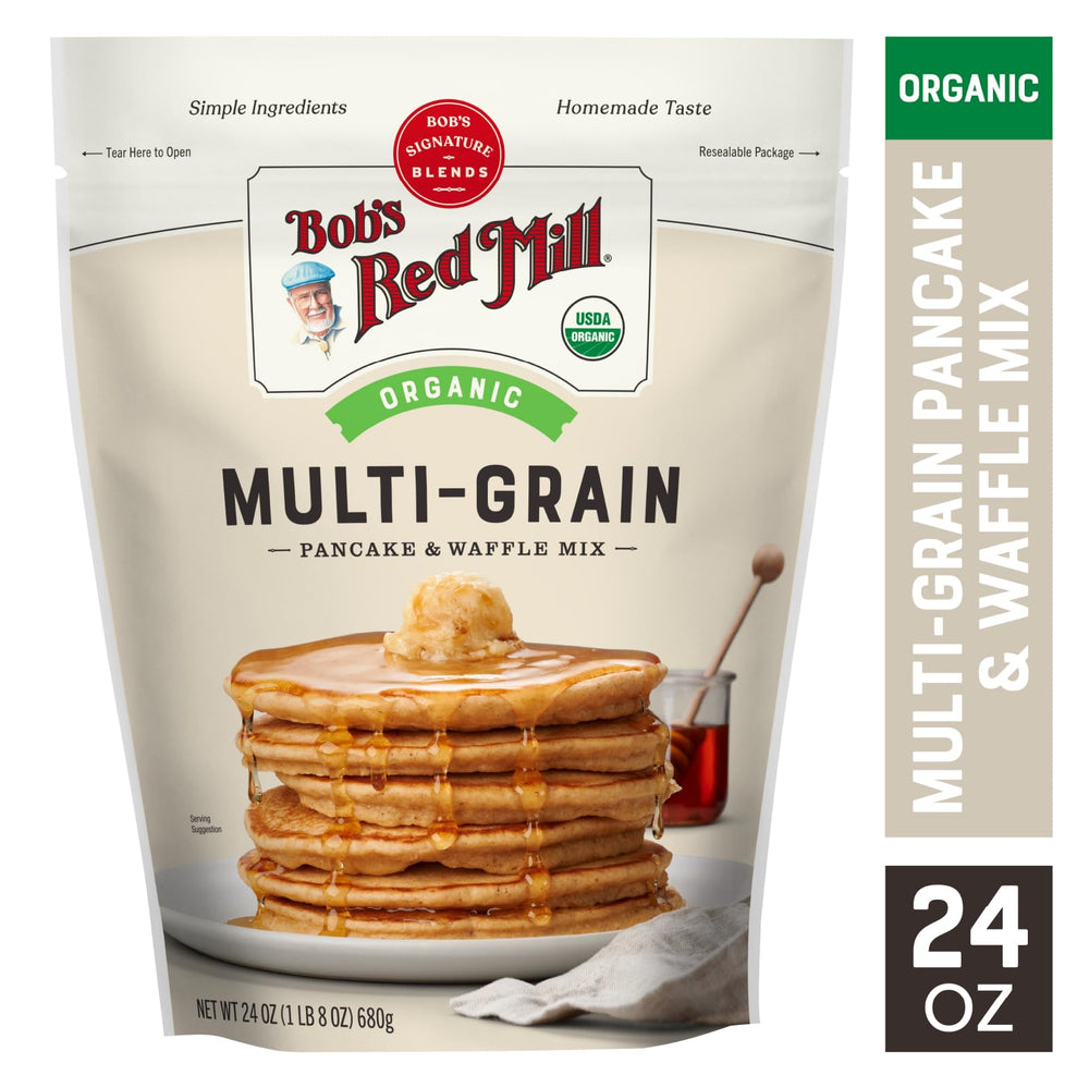 Bob's Red Mill Organic 7 Grain flour bag highlights organic sourcing.