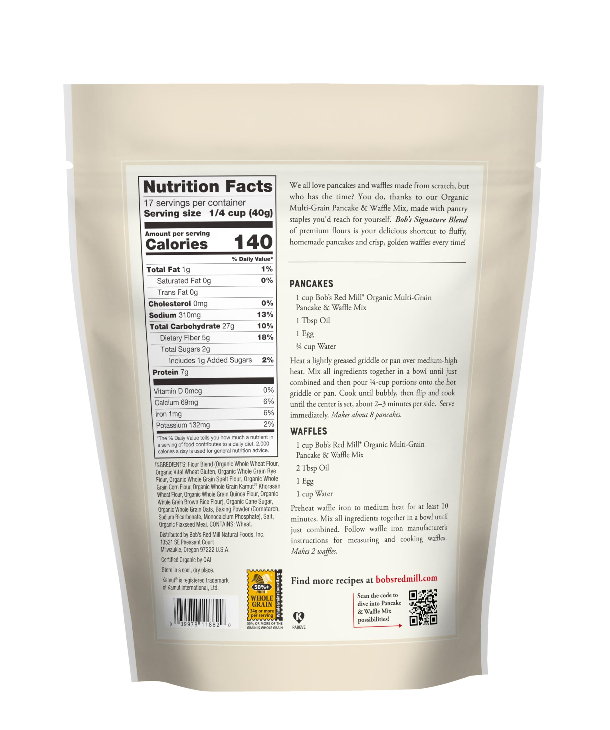 Bowl of Bob's Red Mill Organic 7 Grain mix with wholesome multi-grain ingredients