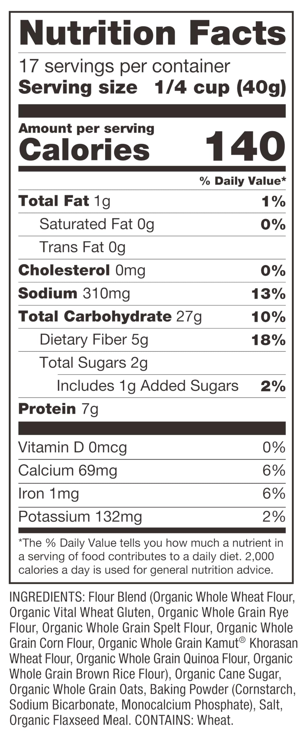Front view of Bob's Red Mill Organic 7 Grain pancake mix box