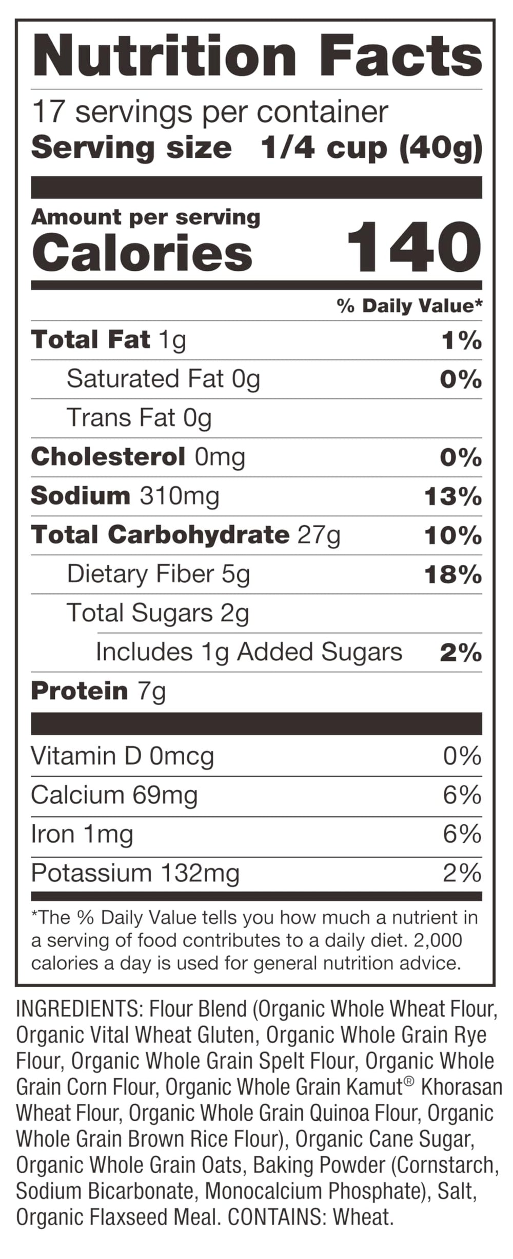 Front view of Bob's Red Mill Organic 7 Grain pancake mix box