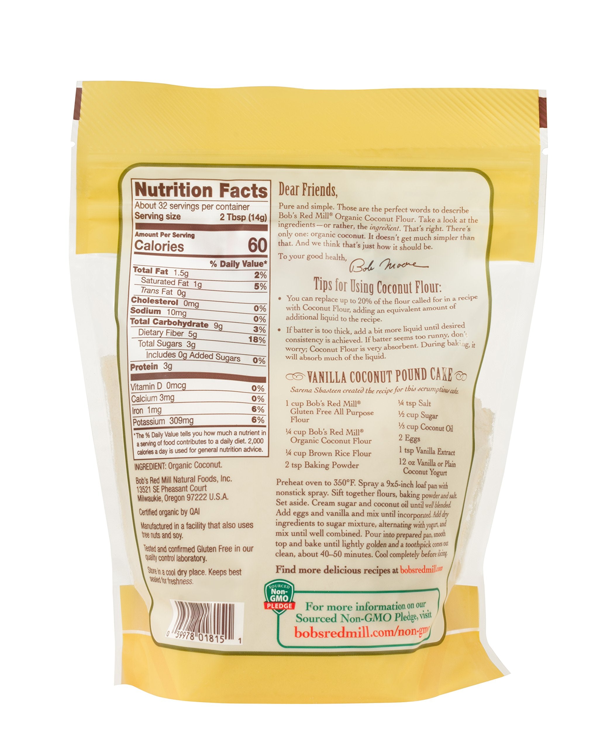 Bob's Red Mill coconut flour scoop measuring portions for paleo-friendly dishes