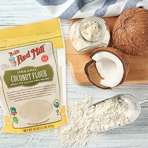 Bob's Red Mill coconut flour close-up showing fine, unsulphured texture