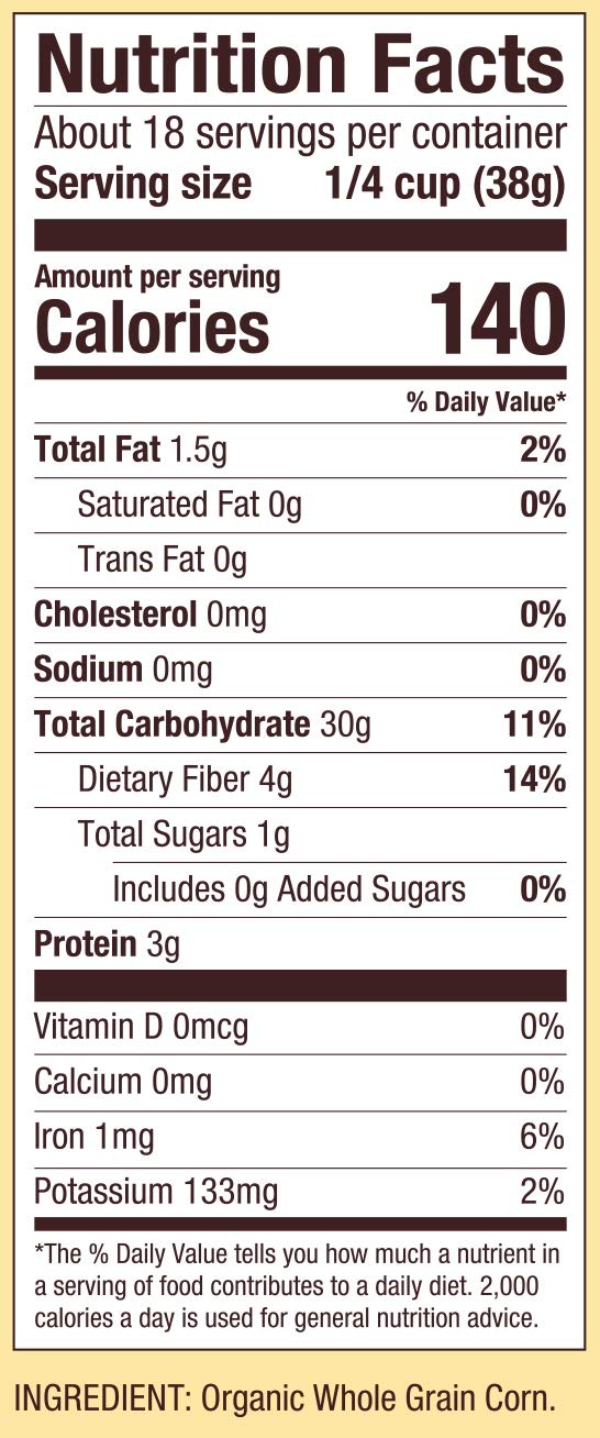 Bob's Red Mill Organic cornmeal resealable bag keeps freshness