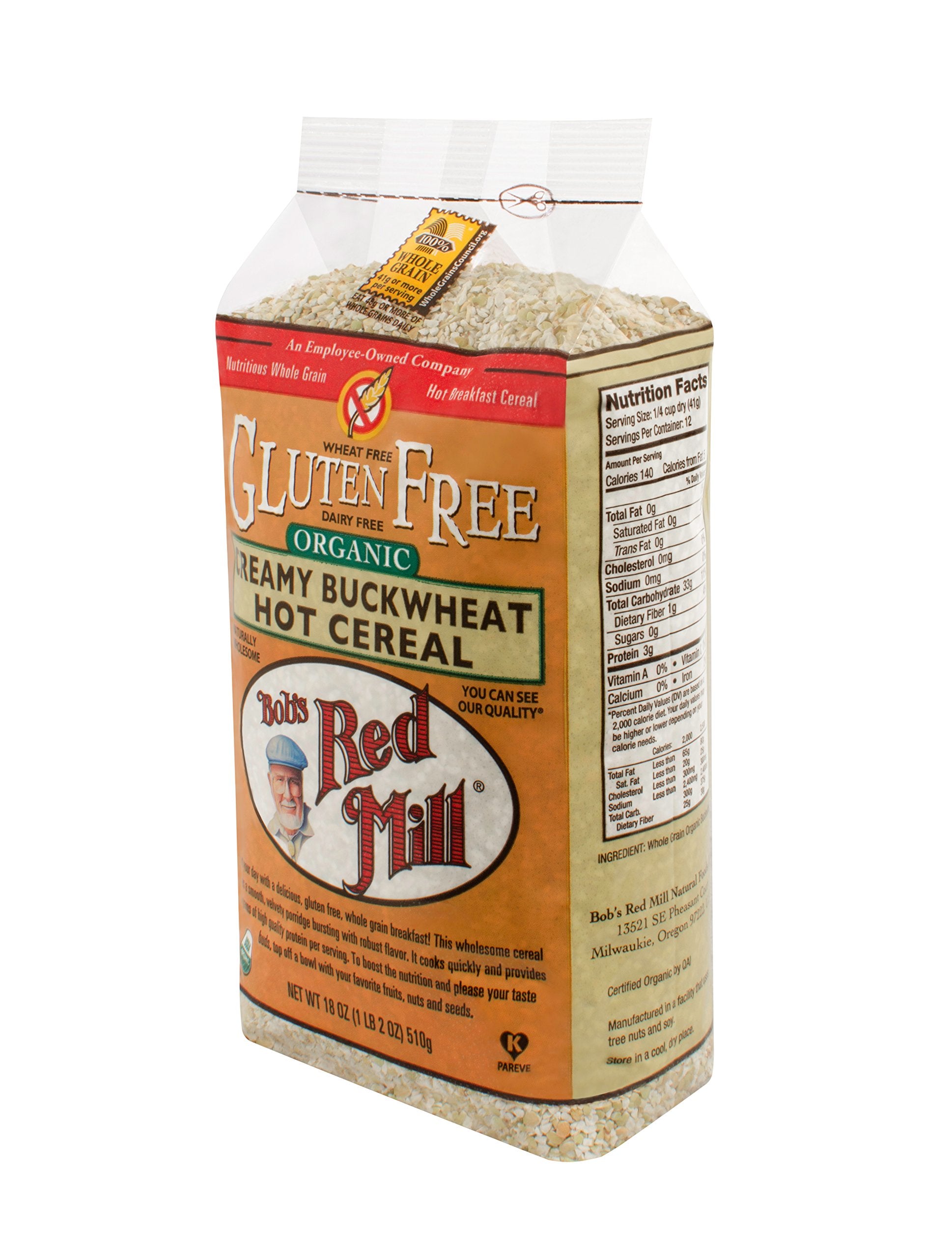 Bob's Red Mill buckwheat hot cereal ready for a quick breakfast.