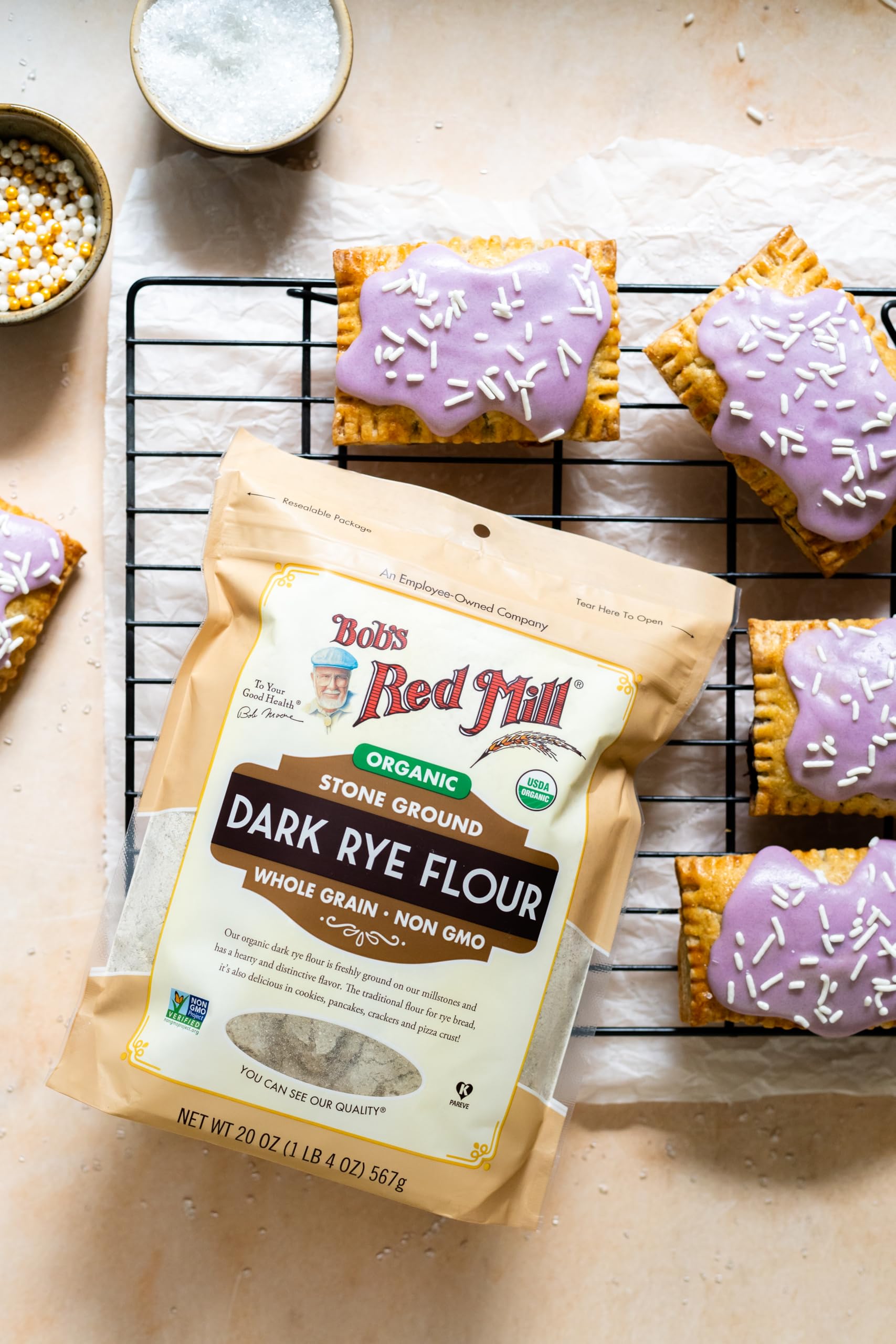 Pancakes or flatbreads made with Bob's Red Mill Dark Rye Flour for rich aroma.