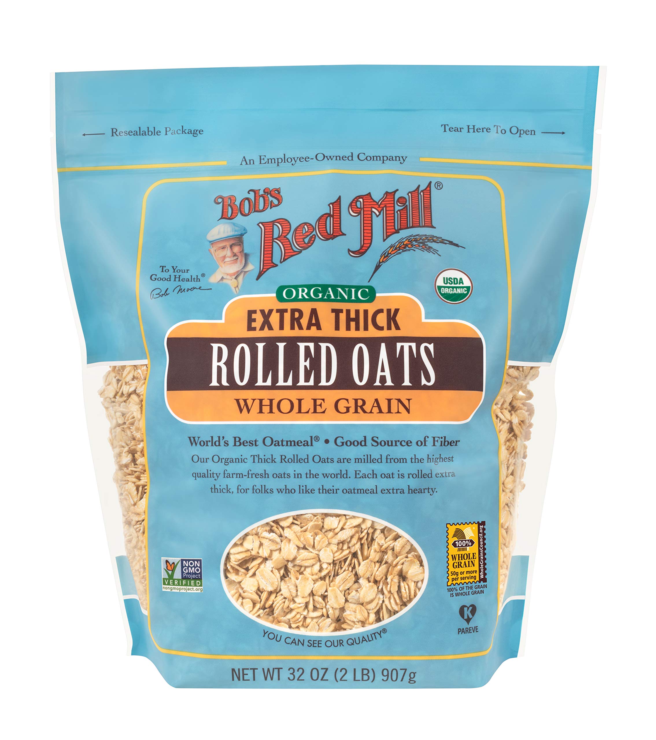 Fiber and protein per serving emphasis on Bob's Red Mill oats