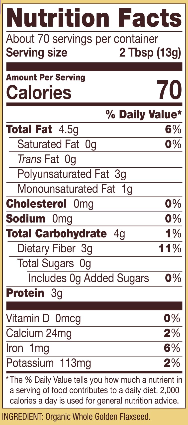 Bob's Red Mill Organic Golden Flaxseed Meal in a baking bowl adds a nutty flavor.