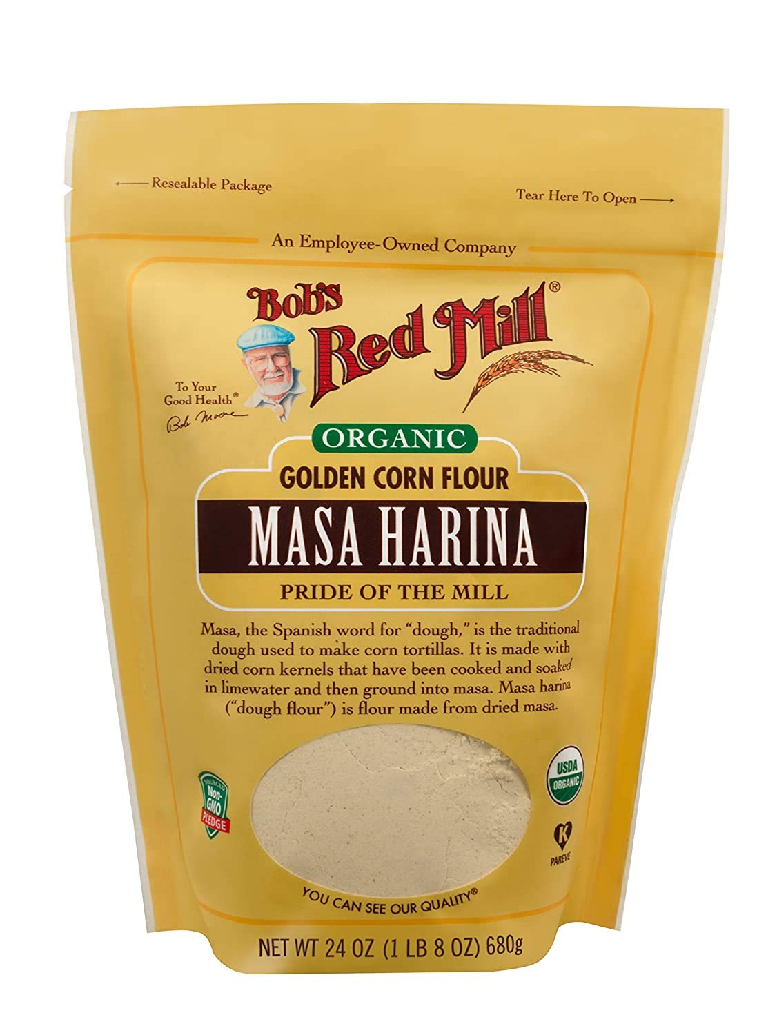 Bob's Red Mill masa harina bag 24 oz for homemade tortillas