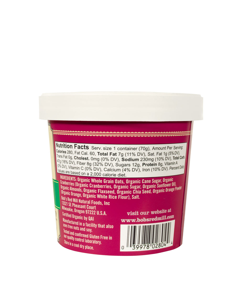 Bob's Red Mill Organic Oat Cup Cranberry Orange outdoor scene for camping.