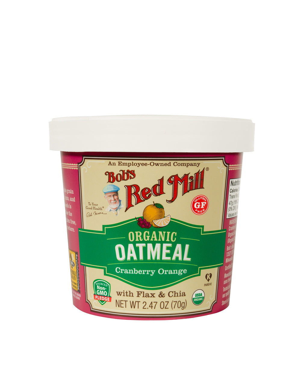 Bob's Red Mill Organic Oat Cup Cranberry Orange prepared with steam for a warm bite.