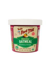 Bob's Red Mill Organic Oat Cup Cranberry Orange prepared with steam for a warm bite.