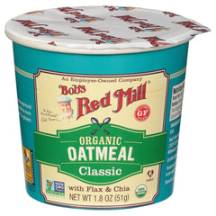 Bob's Red Mill Organic Oatmeal Cup with flax and chia, pour-ready for busy mornings