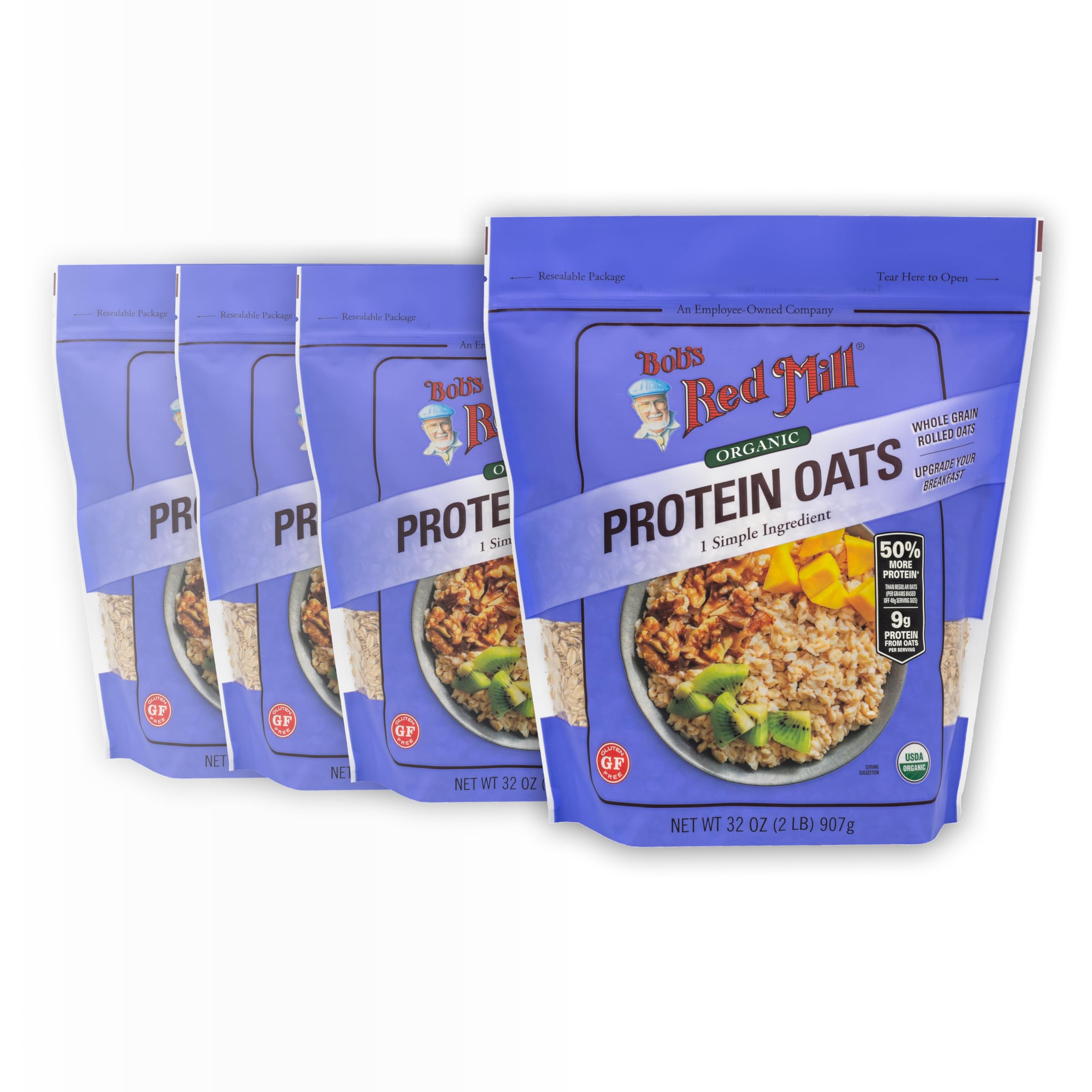 Bob's Red Mill Organic Protein Oats cooked porridge for a protein-rich breakfast.