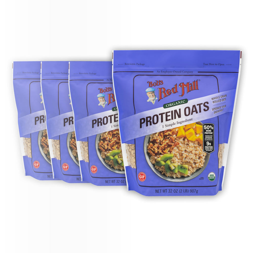 Bob's Red Mill Organic Protein Oats cooked porridge for a protein-rich breakfast.