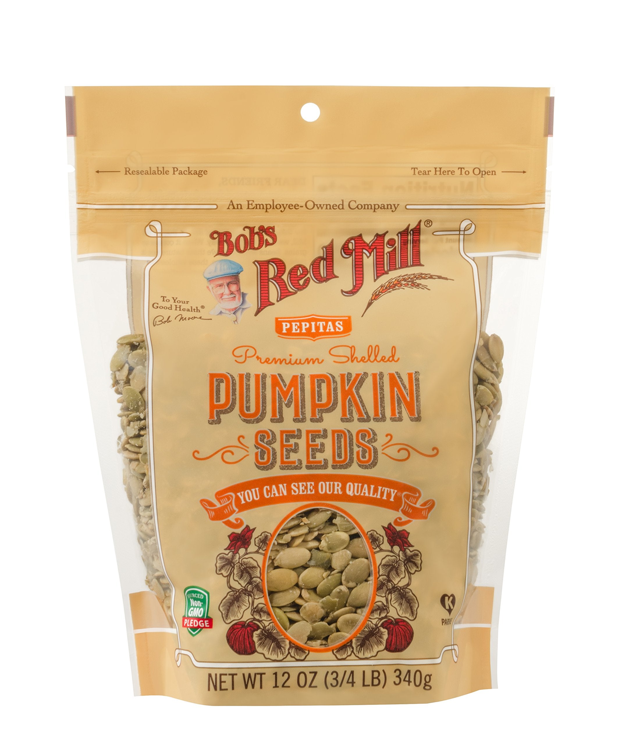 Bob's Red Mill Organic Pumpkin Seeds front view, ideal crunchy snack rich in magnesium