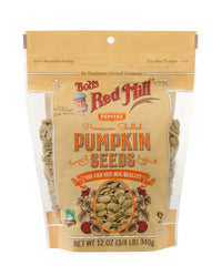 Bob's Red Mill Organic Pumpkin Seeds front view, ideal crunchy snack rich in magnesium