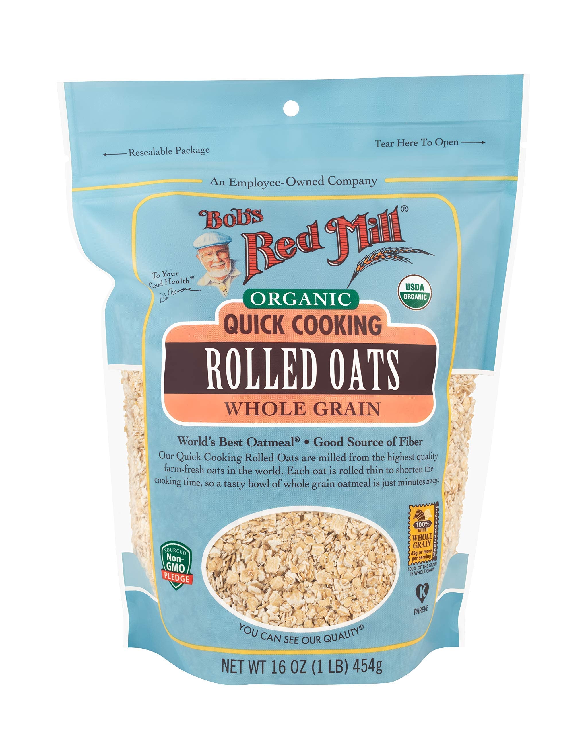 Bob's Red Mill Organic Quick Cooking Rolled Oats pack 4 ready for quick breakfasts