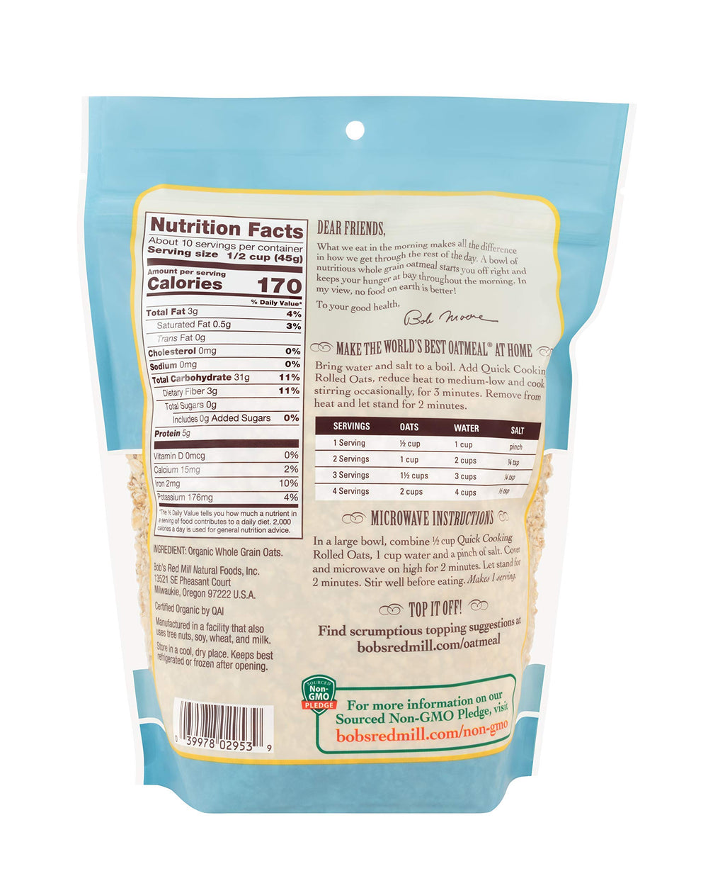 Bob's Red Mill oats steaming porridge shows creamy texture