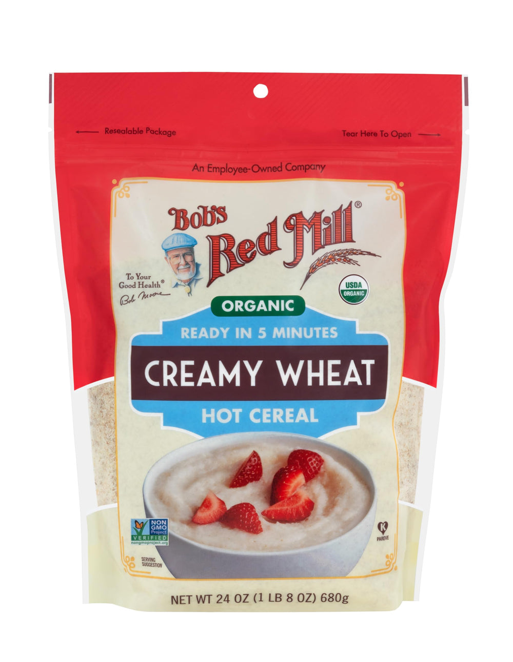 Bob's Red Mill Organic Creamy Wheat ingredient bag ready for versatile baking