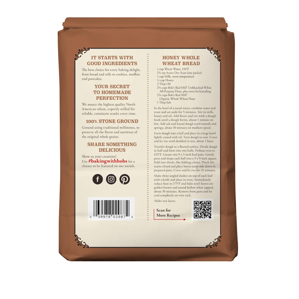 Bob's Red Mill rolling pin and flour scene conveying homemade loaf preparation