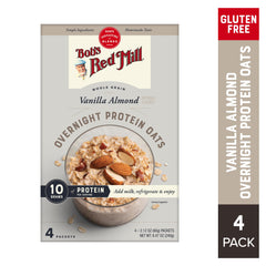 Bob's Red Mill Overnight Protein Oats close-up showing protein-rich oats and seeds
