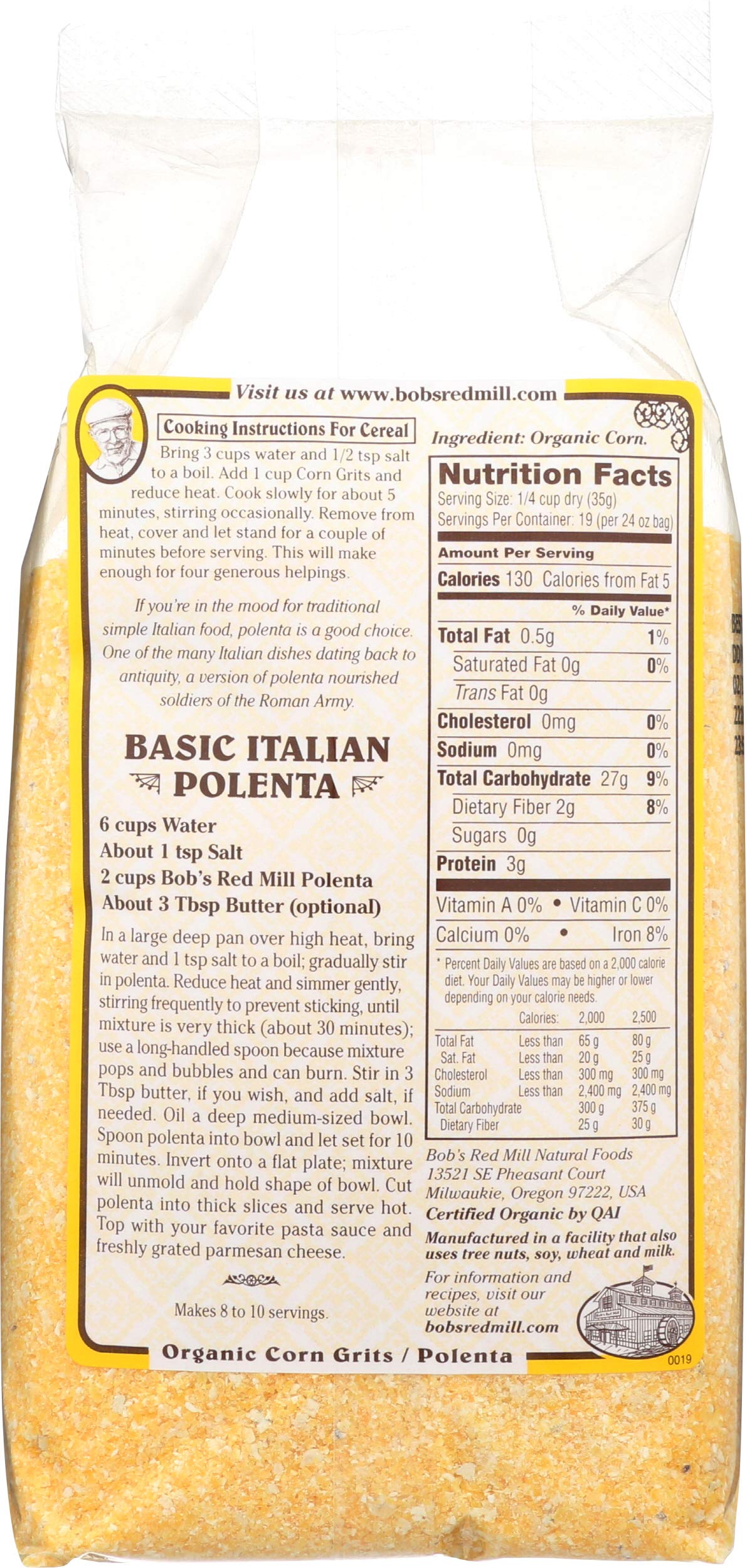 Bob's Red Mill polenta steaming bowl with creamy texture.