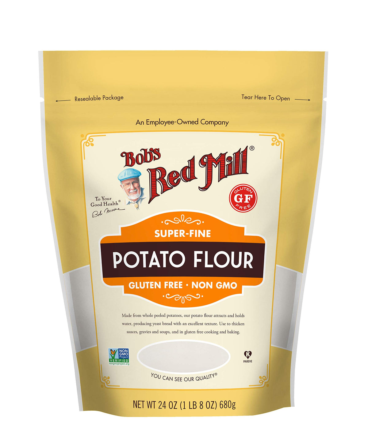 Bob's Red Mill Potato Flour bag, ideal for gluten-free baking and thickening.