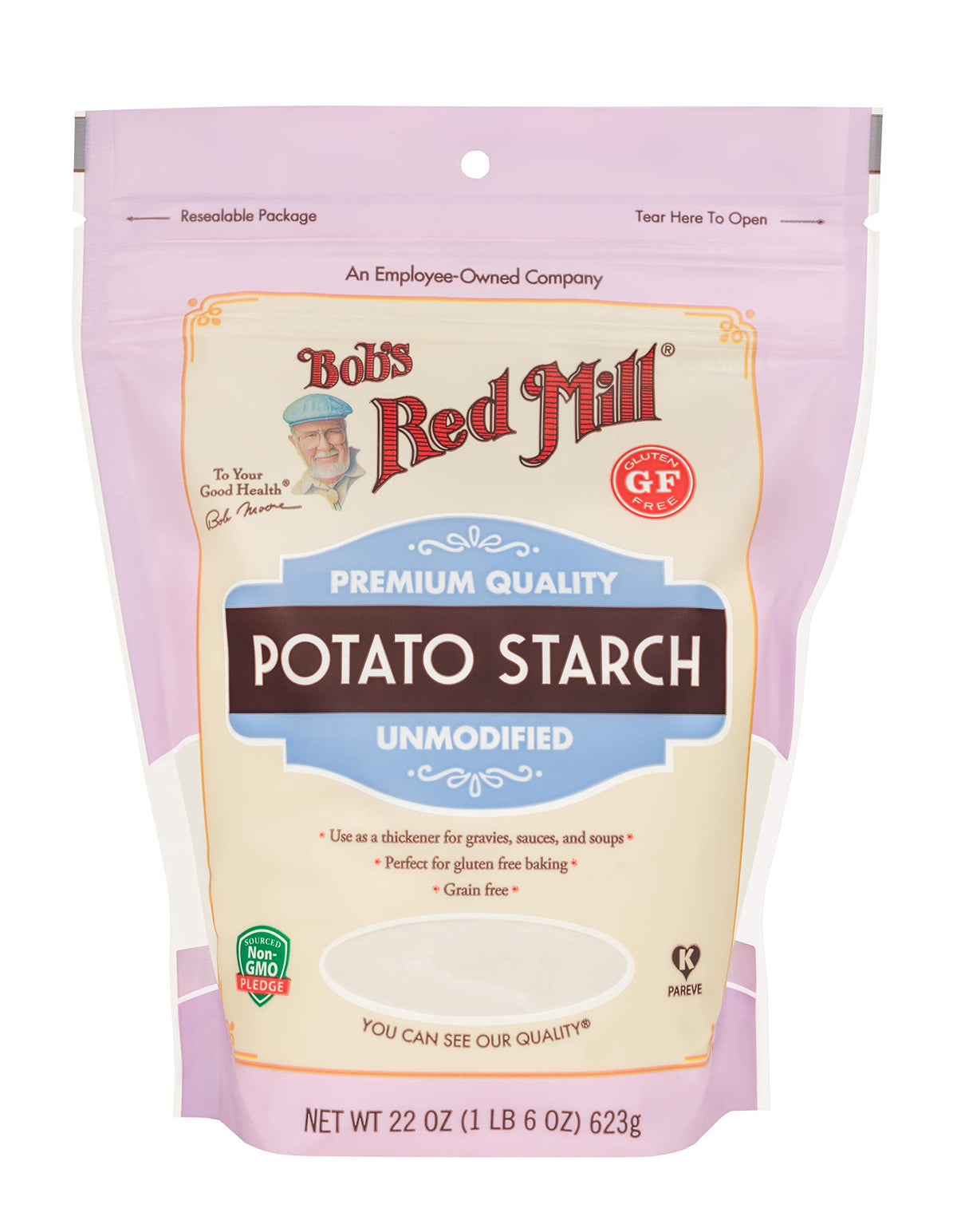 Bob's Red Mill potato starch 22oz bag ideal for gluten-free baking and thickening.
