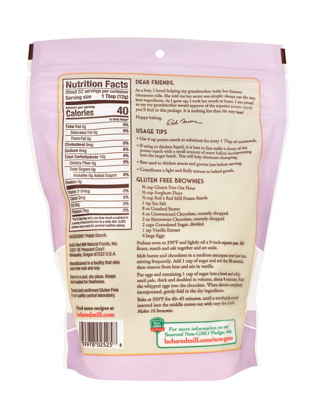 Bob's Red Mill potato starch added to batter to boost moisture in baked goods.