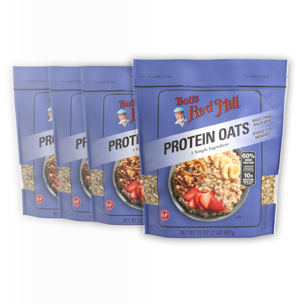 Bob's Red Mill Protein Oats bowl with fruit for a protein-packed breakfast