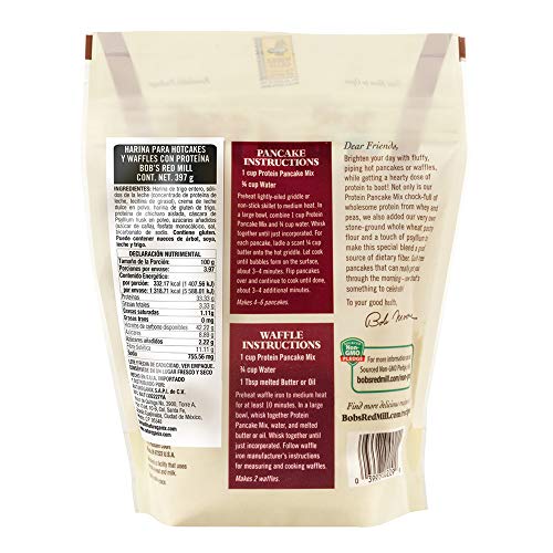 Bob's Red Mill Protein Pancake Mix pancakes stack.