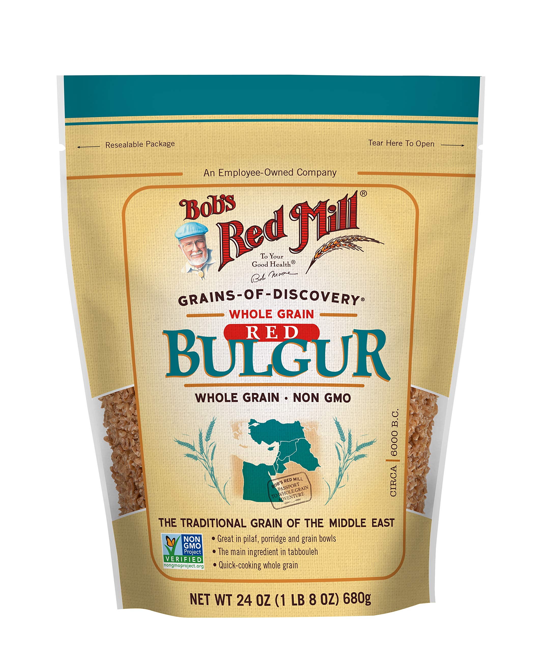 Bob's Red Mill Red Bulgur Wheat parboiled and dried texture and fiber boost