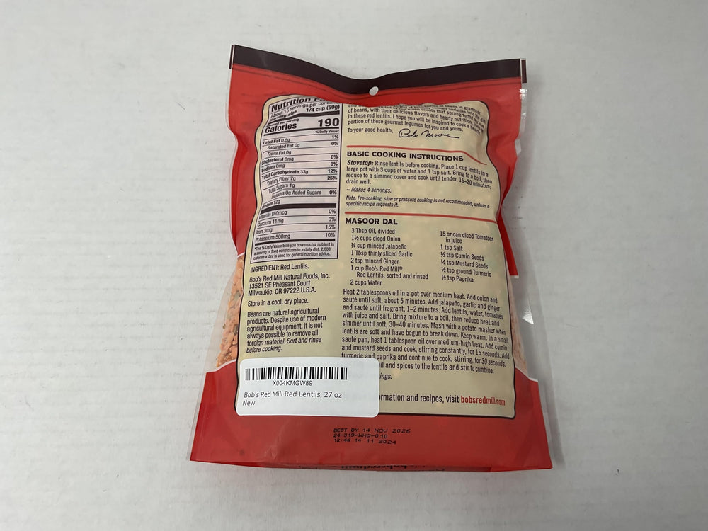 Bob's Red Mill red lentils pantry storage keeps a dependable plant-based staple