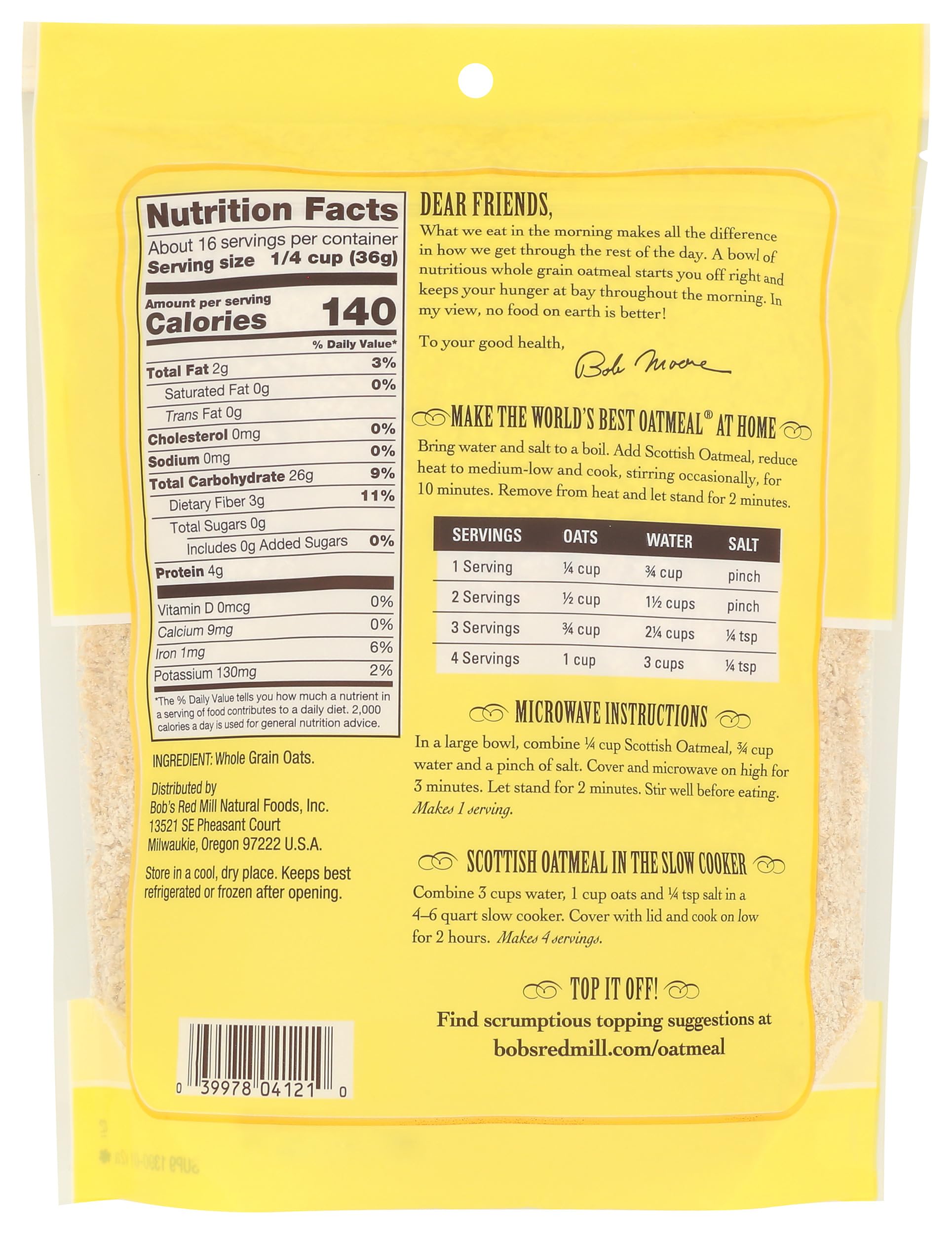 Bob's Red Mill Scottish Oatmeal stone-ground millstones show traditional production method