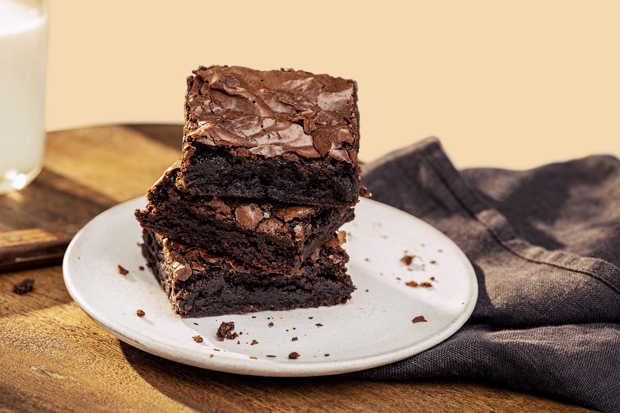 Glossy crackly top brownie slice made with Bob's mix.