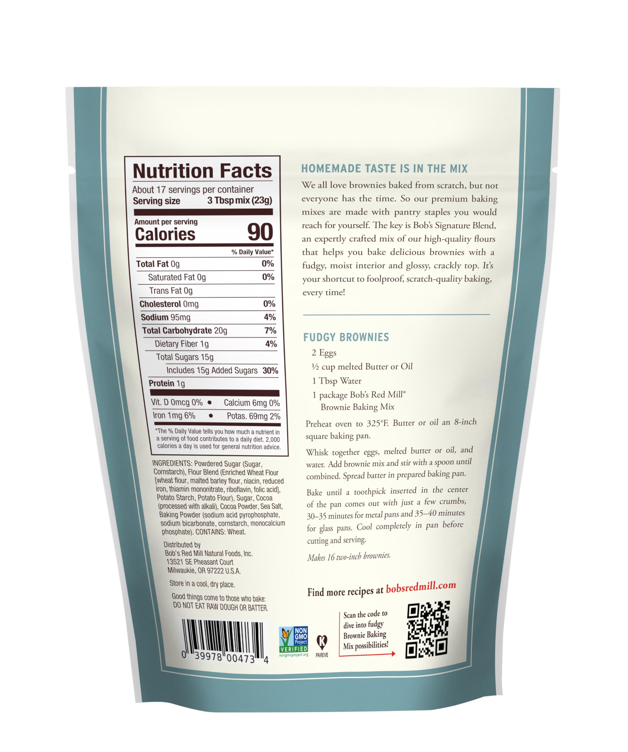 Premium ingredients display ready-to-make batter with Bob's Signature Brownie Mix.