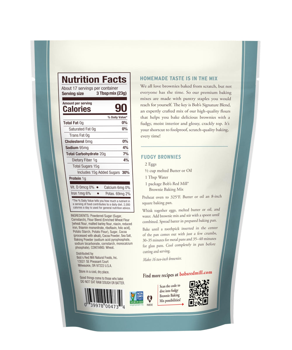 Premium ingredients display ready-to-make batter with Bob's Signature Brownie Mix.