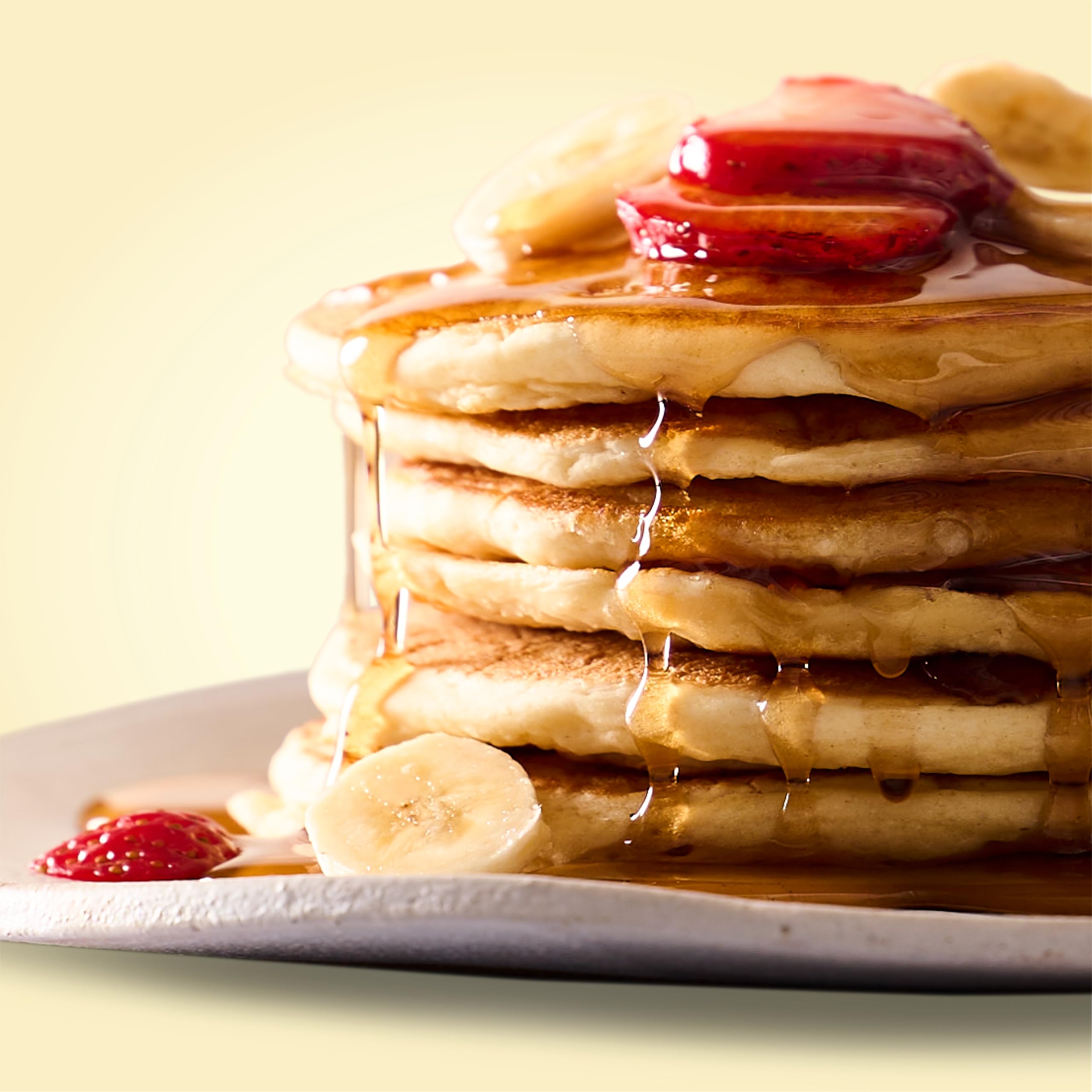 Bob's Red Mill Signature Pancake Mix box on counter simplifies breakfast prep.