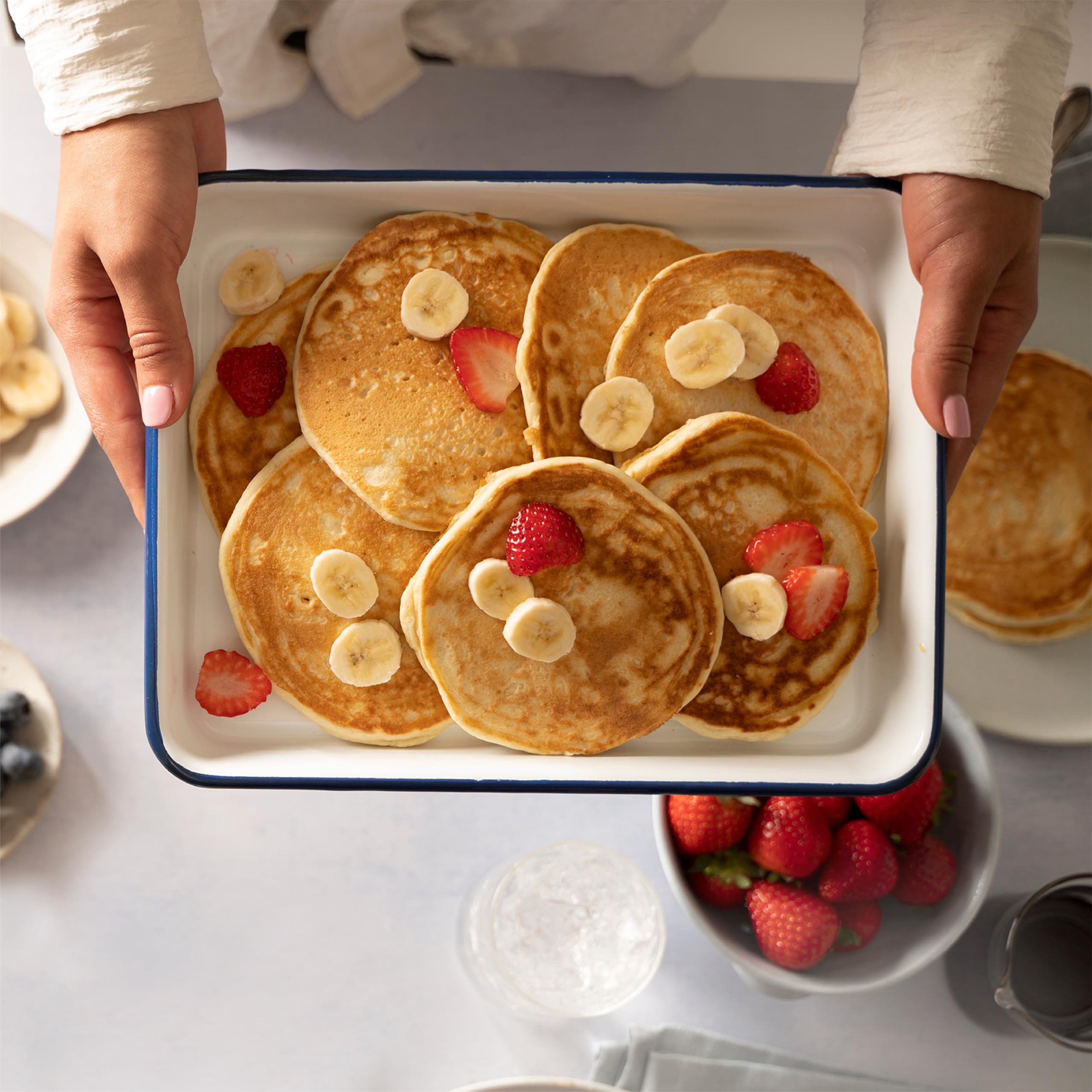 Bob's Red Mill Signature Pancake Mix griddle sizzle signals quick breakfasts.