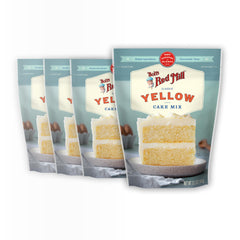 Bob's Red Mill Signature Yellow Cake Mix box on countertop, quick baking option