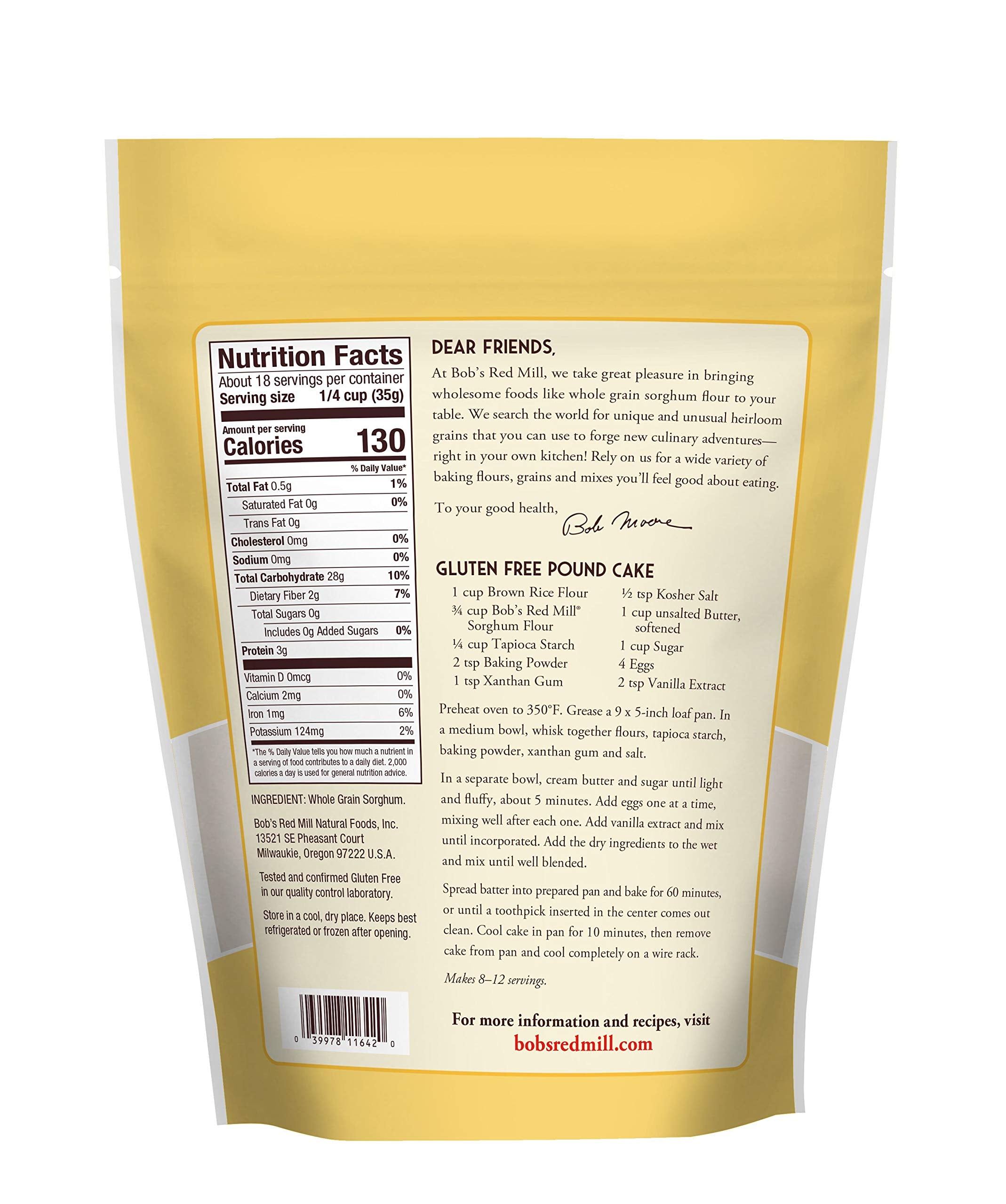 Bob's Red Mill sorghum flour measuring cup demonstrates precise gluten-free blending