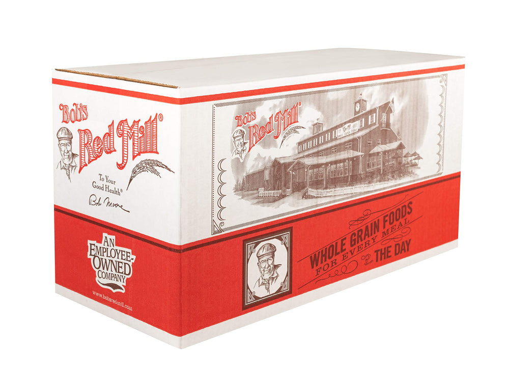 Bob's Red Mill oats portion emphasizing fiber and protein per serving
