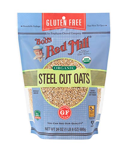 Bob's Red Mill steel-cut oats measuring cup ready for cooking