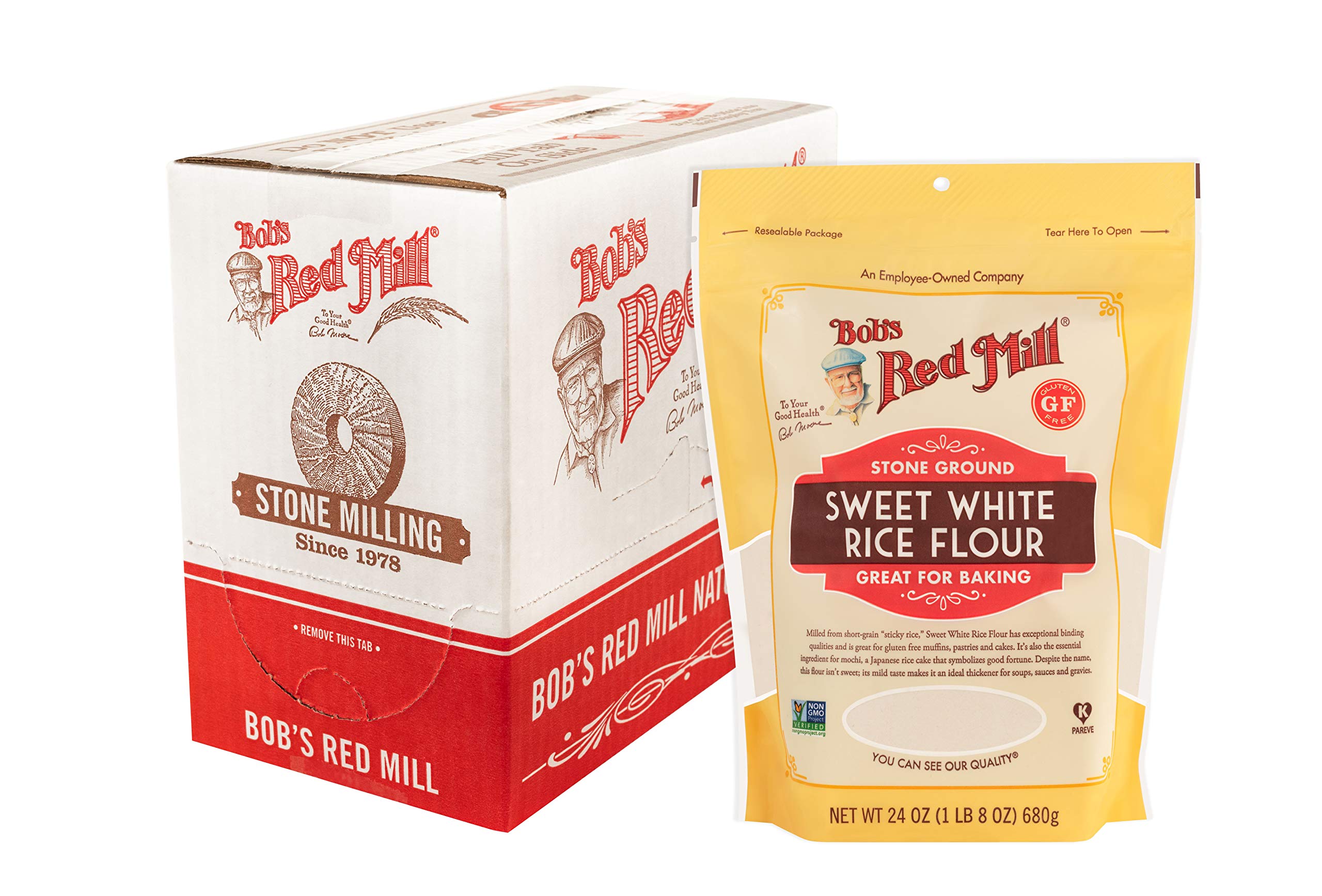Bob's Red Mill Sweet White Rice Flour bag front, ideal for gluten-free baking.