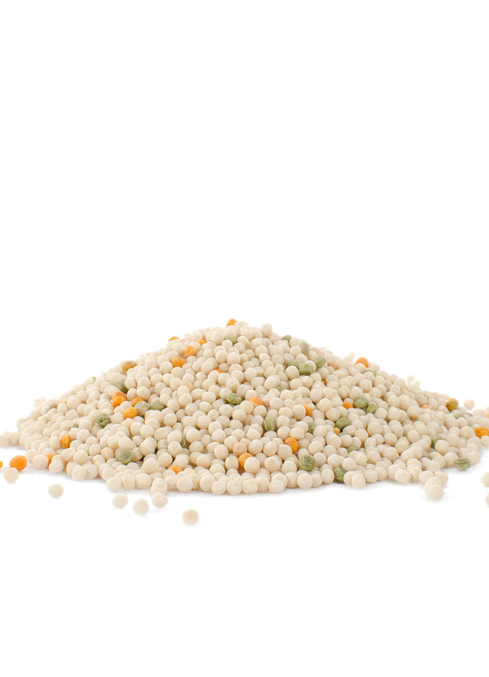 Bob's Red Mill tri-color pearl couscous in a bright salad, soaking up dressings