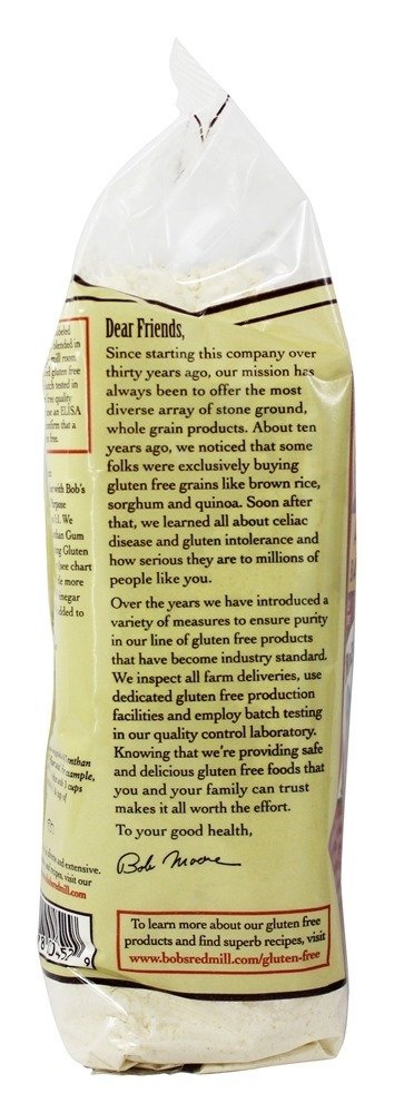 Bob's Red Mill vegan, vegetarian, and kosher Pareve labeling on packaging.
