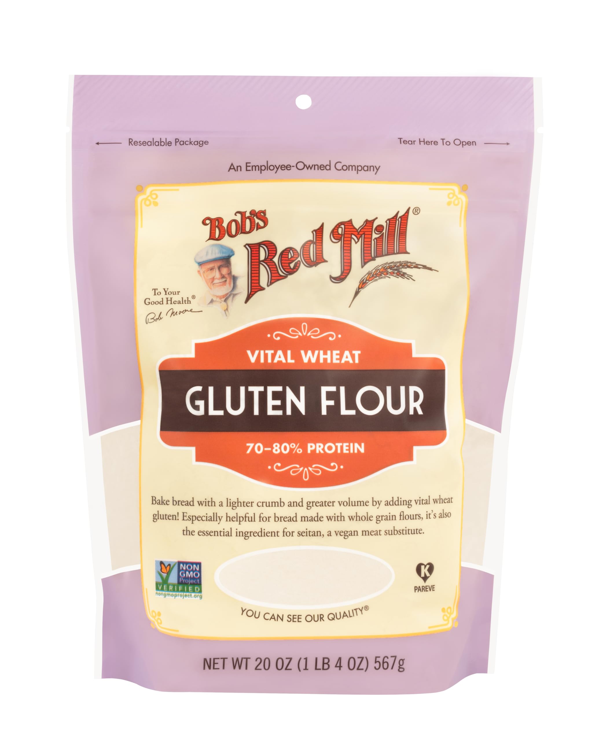 Bob's Red Mill Vital Wheat Gluten bread-dough crumb close-up suggests improved volume and texture