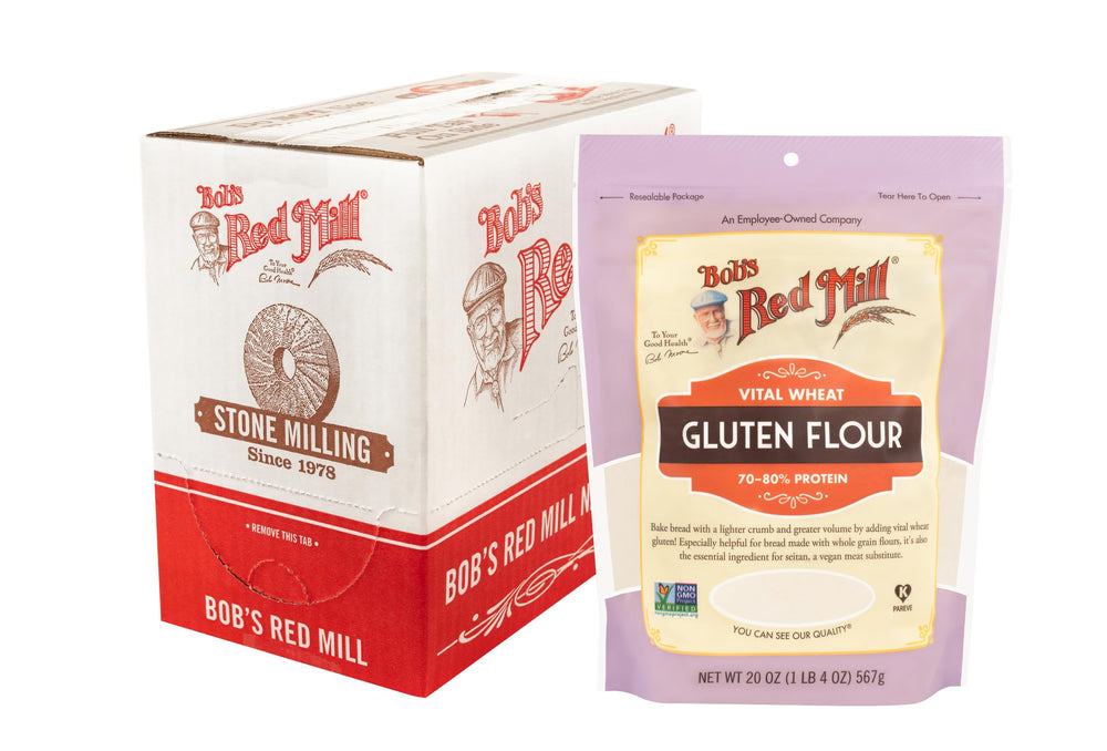 Bob's Red Mill Vital Wheat Gluten pack-front showing a versatile baking staple for higher-protein doughs