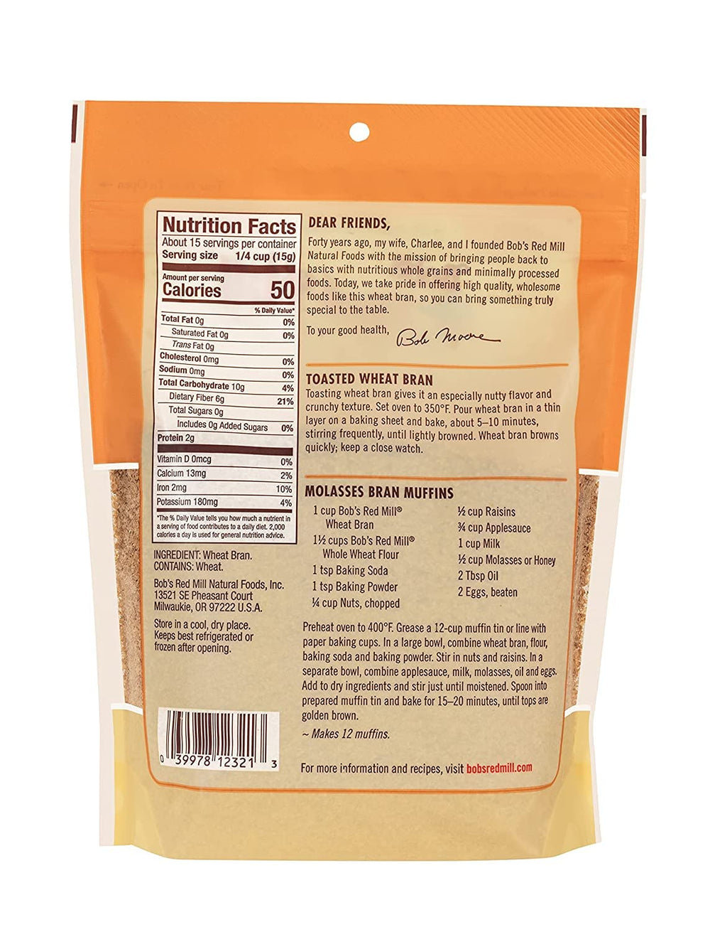 Bob's Red Mill Wheat Bran measuring cup usage for precise fiber addition.